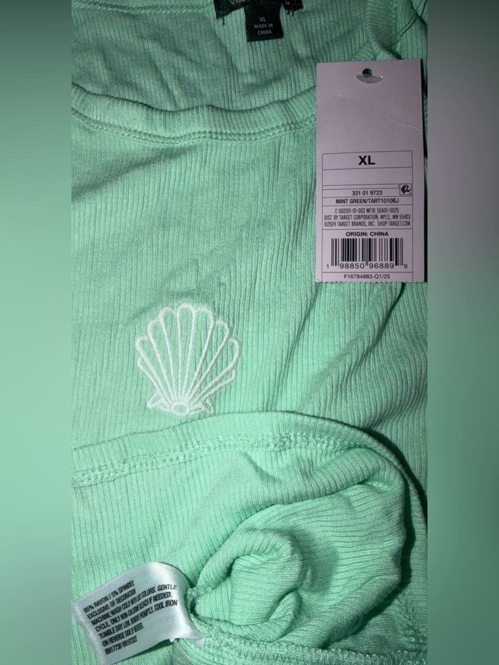 *new* Wild Fable Mint Shell-Embroidered Ribbed Tank - Picture 3 of 7